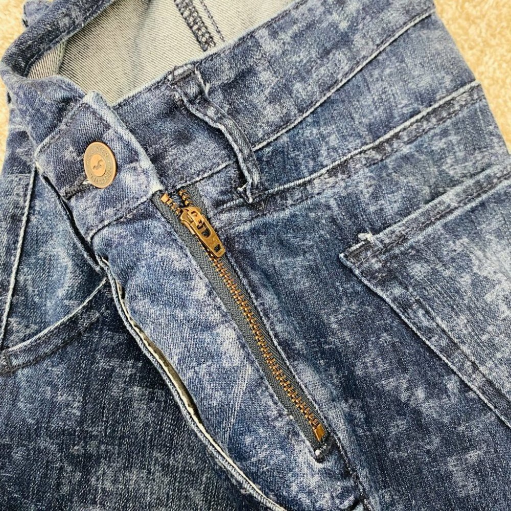 Hollister Tribal Print Jeans Jumpsuit Denim Bib Overall Sz XS - Picture 10 of 14